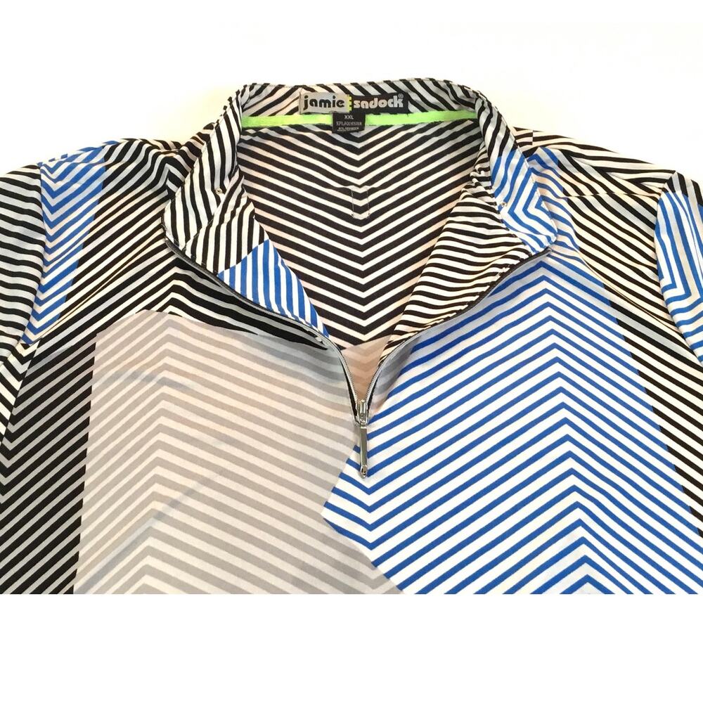 Jamie Sadock Top Multi Stripe Quarter-Zip Neck Stylish XXL - Picture 3 of 5